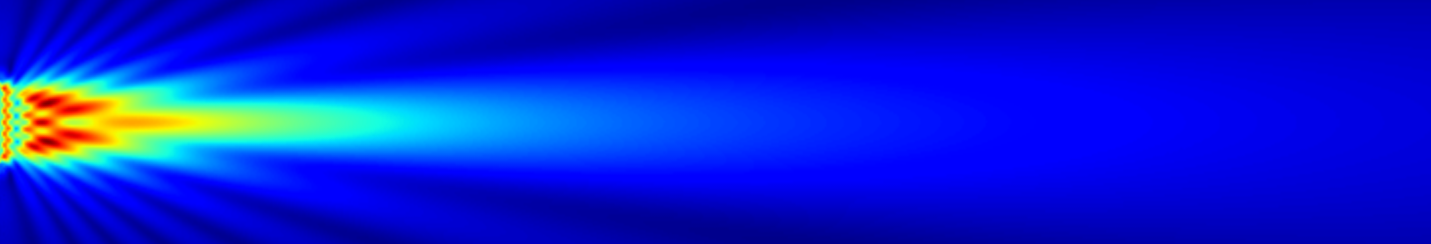 2D Schallfeld der YZ-Ebene. Z ist die X-Achse und der Abstand von der Quelle.